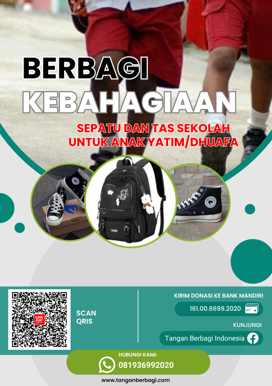 Open Donasi Berbagi Sepatu dan Tas Sekolah Yatim dan Dhuafa