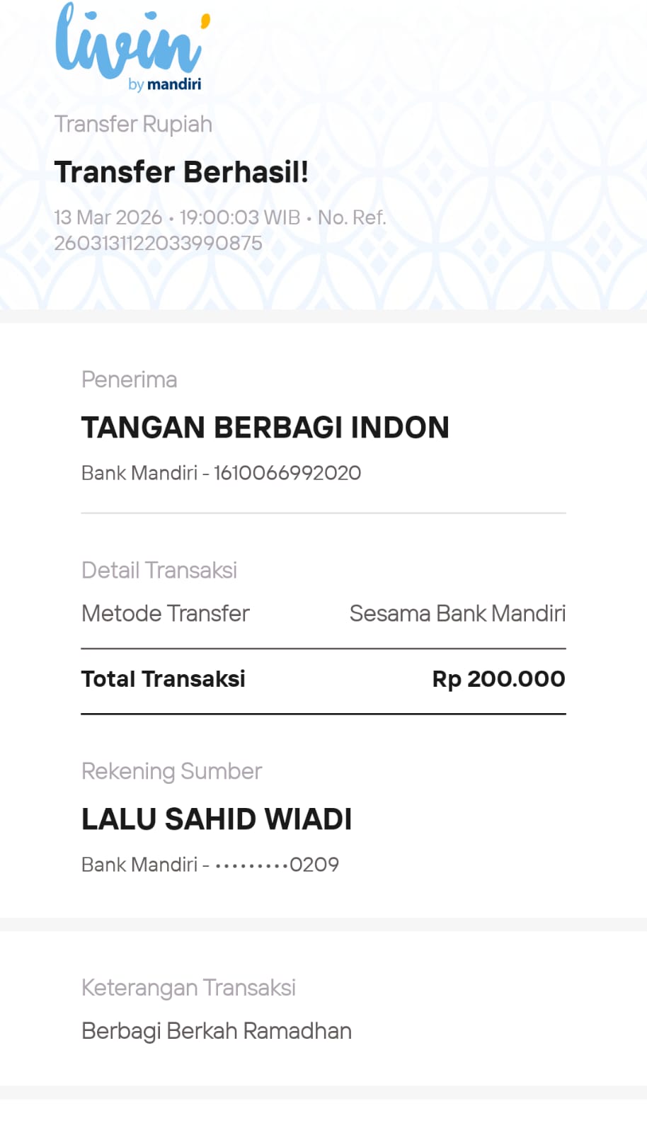 Donasi dari Bapak Lalu Sahid Wiadi